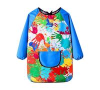Generico Grembiule Pittura Bambini 2-12 Anni, Plastificato Impermeabile Grembiule per Pittura Bambino Bambina Tasche Grandi Grembiulino Maniche Lunghe per Dipingere Scuola Asilo Cucina Casa
