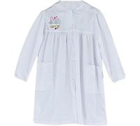 Generico Grembiule Scuola Bimba con Bottoni e Ricamo - Ambrosino - Bambina Asilo e Scuola Primaria - Leggero Resistente Facile da Lavare (BIANCO, TG 80)