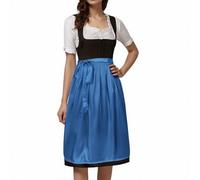 Generico Grembiule Tradizionale da Donna Vestito Medievale Donna Dirndl Abito Midi con Grembiule Oktoberfest da Cucina Abito Dirndl in Tinta Unita per Feste in Stile Bavarese