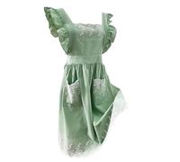 Genérico Grembiuli da cucina per le donne,Vintage vestito cotone con tasche | grembiule vestito da donna - per cucinare, cuocere, pulire, lavorare, casa, cucina e ristorante, verde chiaro