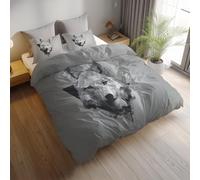 Generico grigio chiaro Parure letto, set copripiumino 135 x 200 cm, biancheria da letto double face in microfibra spazzolata, arte animale lupo bianco facile cura, adatto ad adulti e bambini