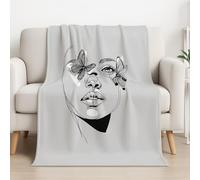 Generico Grigio Coperta Sherpa Minimalista Linea Farfalla Donna Plaid Divano soffice, Coperta in Pile Calda Super Morbida Blankets da tiro per Divano Letto TV 150cm x 200cm