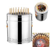 Generico Griglia a Carbone Portatile in Botte di Acciaio Inossidabile, griglia for affumicatore a Botte, Botte combinata in Acciaio Inossidabile, Calore Uniforme Affumicatore Verticale(Single,S)