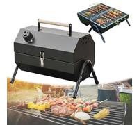 Generico Griglia a carbonella da Tavolo, Mini griglia for Barbecue Portatile, Piccolo Barbecue a carbonella for Balcone Patio Campeggio Picnic Cucina al Coperto all'aperto(Black)