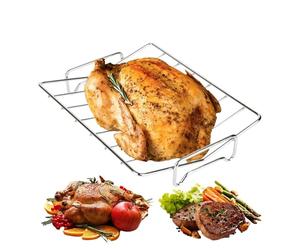 Genérico Griglia per : Telaio in Acciaio 33 x 25,4 x 5,6 cm, Supporto per Antiaderente, Supporto per Cottura pollame, Struttura di circolazione del Calore per Carne | Preparazione del Barb