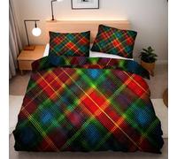 Generico Griglia Trama Copripiumino Stampa Fronte Retro Matrimoniale, 3D Tema Natalizio Set di Biancheria da Letto, Morbida 3 Pezzi Con Cerniera Nascosta Copripiumino 240×260 + 2×Federe 50×75CM