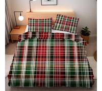 Generico Griglia Trama Copripiumino Stampa Fronte Retro Singolo, 3D Tema Natalizio Set di Biancheria da Letto, Morbida 3 Pezzi Con Cerniera Nascosta Copripiumino 135×200 + 2×Federe 50×75CM