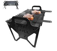 Generico Grill pieghevole | Grill da campeggio in metallo portatile 40x22x25cm nero | di carbone compatto con titoli e accessori fumatori | Ideale per la terrazza del balcone da spiaggia da campeggio