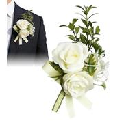 Generico Groom Boutonniere - Realistic Bride Corsage, Artificial Bridesmaid Corsage | Wedding, Prom, Bridal Shower, Ceremony, Reception, Formal Dinner, Graduation, Holiday Artificial Boutonniere