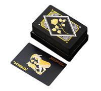 Generico Gruppo di carte da gioco in oro nero impermeabile per poker, gioco per, carte di a, portatile, set facile, 8.7x5,7x2,6 cm, per la costruzione di amici di socio
