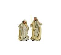 Generico Gruppo Natività Artigianale in Stoffa Tessuto Bianca Avorio JUTA Presepe Statuine in Resina Idea Regalo con Sacra Famiglia Personaggi da h. 20 cm Giuseppe Maria Gesù Bambino Santi