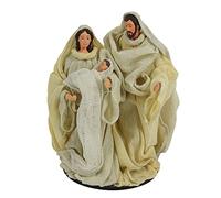 Generico Gruppo Natività Artigianale in Stoffa Tessuto Bianca Avorio JUTA Presepe Statuine in Resina Idea Regalo con Sacra Famiglia Personaggi da h. 15 cm Giuseppe Maria Gesù Bambino Santi