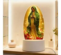 Generico Guadalupe Virgin Prayer Lamp,Serene Virgin Mary Night Light with Acrylic Base,USB Powered Table Lamp of Mary Devotional Decor for Home Worship Space Gifts