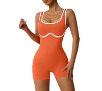 Generico Guaina Pancia Piatta Guaine Contenitive Cosce Tute Corte Casual da Clubwear Tute Senza Maniche da Donna Sexy A Maniche Lunghe Donna Vita Alta Modellante Pancera Post Parto Orange M