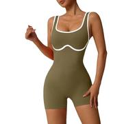 Generico Guaina Pancia Piatta Guaine Contenitive Cosce Tute Corte Casual da Clubwear Tute Senza Maniche da Donna Sexy A Maniche Lunghe Donna Vita Alta Modellante Pancera Post Parto Khaki L
