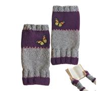 Generico Guanti A Maglia | Ricamo Farfalla Morbidi e,Muffole Invernali A Mezzo Lavorate A Maglia,per Donne Studenti Pendolari Viaggi Uscite in Famiglia e Scuola