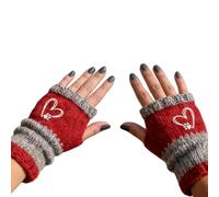 Generico Guanti a Maglia Senza Dita, Ricamo a Cuore e Giunzione per Freddo, Mezzi Guanti a Maglia, Per Escursionismo Motociclismo Ciclismo Campeggio Guida e Attività Outdoor Invernali