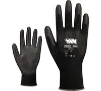 Generico GUANTI DA LAVORO ROCK MIX POLIESTERE SPALMATO POLIURETANO NERO 12 PAIA M-XXL MED (M)