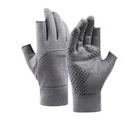 Generico Guanti da pesca invernali uomo donna in bicicletta caldi antiscivolo con due dita tagliate for la all'aperto(Gray)