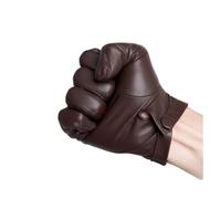 Generico Guanti da uomo in pelle sottile senza fodera, con bottoni al polso, aderenti, caldi, invernali, for la guida, touch screen(Brown warm lining,XXL)