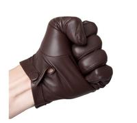 Generico Guanti da uomo in pelle sottile senza fodera, con bottoni al polso, aderenti, caldi, invernali, for la guida, touch screen(Brown unlined,S)