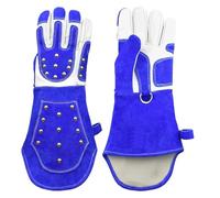 Generico Guanti di sicurezza anti-morso - Guanti spessi con giunzioni in pelle ultra lunghi for catturare cani, gatti, rettili e animali da presa, uso protettivo(M)