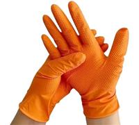 Generico Guanti monouso in nitrile arancione da 8 mil for impieghi gravosi - Guanti da lavoro for meccanici industriali con impugnatura testurizzata a diamante(M)