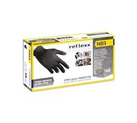Generico Guanti Nitrile Nero Reflexx N81, Guanti Monouso Nitrile (100/300/1000 Pezzi) Guanti Usa e Getta per Alimenti, Uso Ho.Re.Ca. (100 Pezzi, Taglia L)