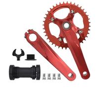 Generico Guarnitura Bici Bicicletta Hollow Integrata Manovella Modificata Disco Singolo 104BCD 32 34 36 38 40 42T Bracke Inferiore(Red Crank BB 40T)