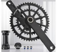 Generico Guarnitura for Bici da Strada Nera da 7-12 velocità,Doppia velocità,Corona da 50-34T/52-36T/53-39T,guarniture for Bici,Set di pedivelle Integrate Cave con Movimento Centrale(53-39T,165mm)