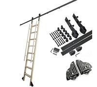 Generico Guide per Scale scorrevoli per biblioteche - Kit di ferramenta per Scale a rotelle per biblioteche, ferramenta per cancelli di Divisione, Guida per Scale mobili con Ruote a rulli,