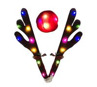 Generico Guirlandes Lumineuses Pour Voiture Extérieure,Décorations LED Mignonnes la Maison avec Nez et Clochettes - Décorations De Voiture Pour Noël,Pour Occasions Spéciales Automne Halloween Fête