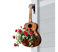 Generico Guitar Wall Planter - Distressed Iron Frame, Rustic Guitar, Vert | Metal Wall Planter Wall Plant Holder Distressed Iron Guitar Shape Fence Va Garden Yard Patio Porch Balcony Terrace Fence Wall