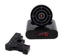 Generico Gun and Target Alarm Clock, Wake Strike Alarm Clock with Gun, Interactive Shooting Target Alarm Clocks, LED Digital Display, Fun Wake-Up Game Timer for Bedroom, Home or Office (Black)