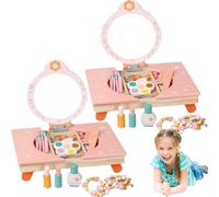 Generico Habillez des vanités jouets, coiffeuse en bois, haute performance, jeu de simulation pliable pour filles, habillez le jeu de chambre d'enfant de la maison de Noël, cadeau pour (2PC)
