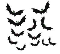 Generico Halloween 3D Bats Decor Scary Hangable with Expression Stickers | Wings Spreading 3d Bats for Window Wall Backyard Courtyard Yard Party Gathering Photography