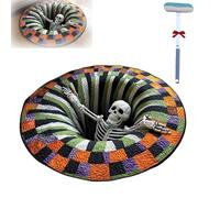 Generico Halloween 3D Rug - Halloween Optical Illusion Rugs, Ghost Skeleton Pumpkin Patterns, Decorative Rug with Depth Pattern Theme, Halloween's Area Rugs for Living Room (31.49 * 31.49IN)