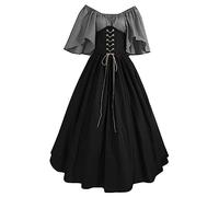 Generico Halloween Abito Da Donna Elegante Gotico Da Palazzo Costumi Di Halloween Vittoriano Medievale Vestito Da Steampunk Cosplay Lungo Abito Da Sera Maniche Corte Curvy Carnevale Abiti Da Ballo