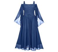 Generico Halloween Abito Da Donna Medievale Elegante Vestito Da Steampunk Pipistrello Vintage Costumi Di Halloween Rinascimentale Horror Abito Da Vampiro Carnevale In Pizzo Costume Da Strega