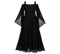 Generico Halloween Abito Da Donna Medievale Elegante Vestito Da Steampunk Pipistrello Vintage Costumi Di Halloween Rinascimentale Horror Abito Da Vampiro Carnevale In Pizzo Costume Da Strega