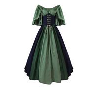 Generico Halloween Abito da Donna Vittoriano Medievale Costumi di Halloween Vintage Rinascimentale Vestito da Steampunk Carnevale Cosplay Abiti da Ballo Maniche Corte Lungo Curvy Abito da Sera