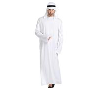 Generico Halloween Arab Prince Costume, Men’s Dress-Up Set, Head Wrap, Comfortable Fit Robe Outfit for Adults, Teens, Boys, Students, Actors, Stage Play, Cosplay, Party Use, L/XL/XXL