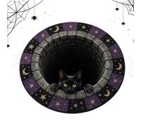 Generico Halloween Area Rug Round Black Cat Eyeball Holiday Floor Mat