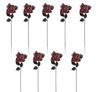 Generico Halloween Artificial Red Roses, with Realistic Spider Decorations with Realistic Spider Decorations for Haunted House Party Living Room And Garden Atmosphere Lightweight And Odorless (9,Red)