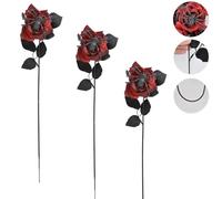Generico Halloween Artificial Red Roses, with Realistic Spider Decorations with Realistic Spider Decorations for Haunted House Party Living Room And Garden Atmosphere Lightweight And Odorless (3,Red)
