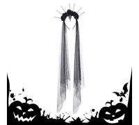 Generico Halloween Black Rose Crowns, Masquerade Balls Cosplay, Gothic Flower Headband with Veil, Elegant Costume Accessory for Girls Weddings, or Day of the Dead, 11.81x9.45x1.97 inches