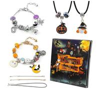 Generico Halloween Blind Box Bracelet Kit with 2 Bracelets & 1 Necklace & 20 Spooky Charms,Halloween Charm Necklace Surprise Box,DIY Charm Bracelet & Bead Set Countdown Gift (1 set)