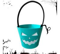 Generico Halloween Bucket, Treat Basket, 9.45x6.3x6.3 Inches, Spacious Glow in The Dark Foldable Felt Tote Lightweight, Storage Bag for Candy, Toys, Chocolates, Party, Favors And Props