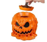 Generico Halloween Candy Jar, Pumpkin-Shaped Resin Canister with Lid, Fall Treat Storage Jar for Kitchen, Table Decor, Party, Wedding, Offices, Bedroom, Autumn Display, 7.09x5.91 Inches