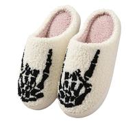 Generico Halloween Casa Pantofole Donna Invernali Nere con fantasmi carini bianchi. Divertenti e comode, ideali per il tempo libero, massimo comfort.Calde in Peluche Comodità per Tempo Libero e Casa
